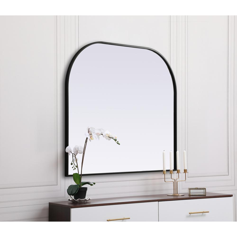 Metal Frame Arch Mirror 40x34 Inch in Black. Picture 4