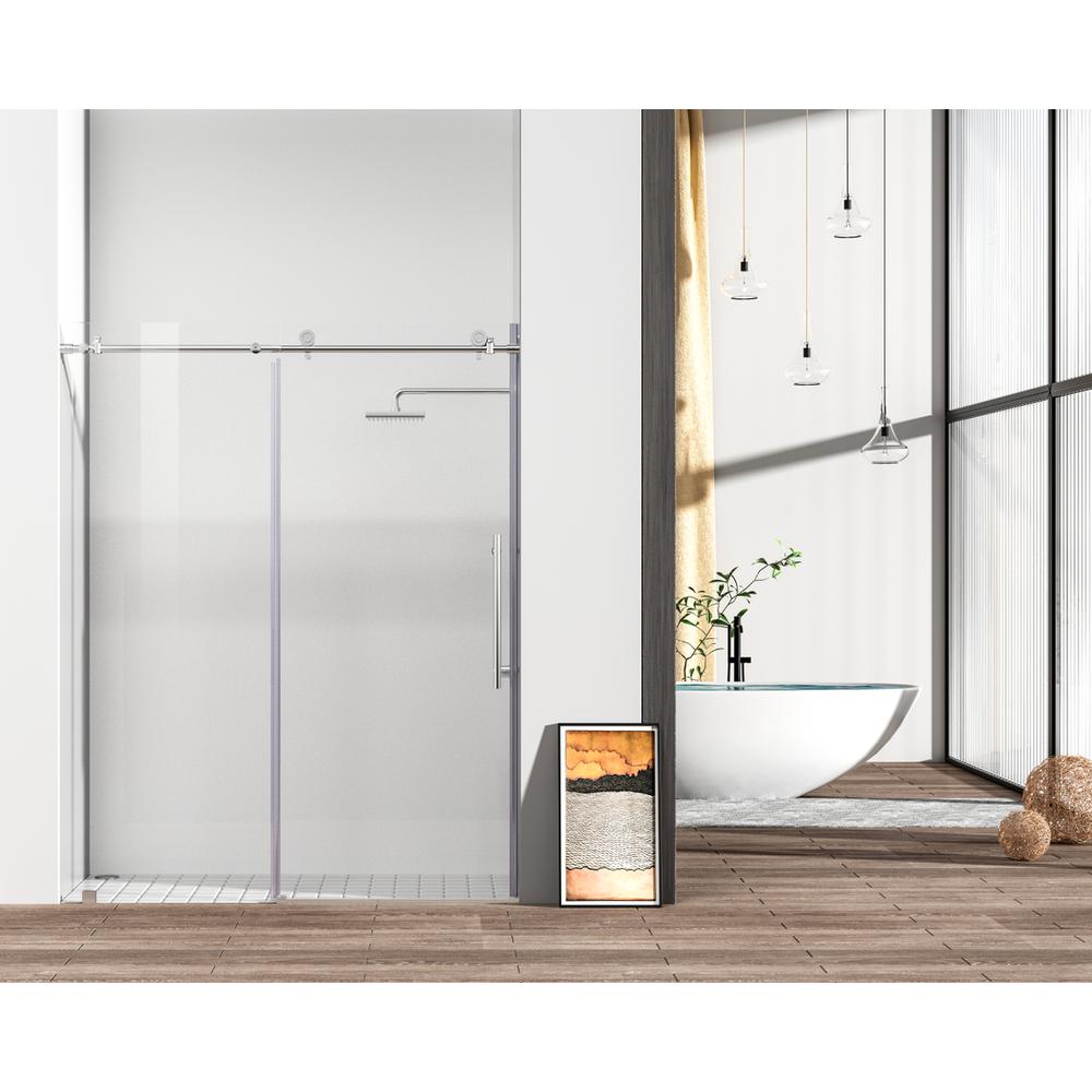Frameless shower door 60 x 76 Polished Chrome. Picture 1