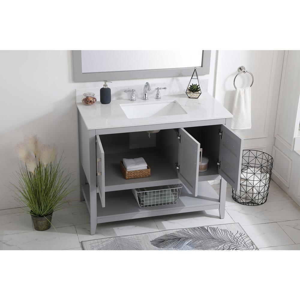 42 inch Single Bathroom Vanity in Grey with Backsplash. Picture 3
