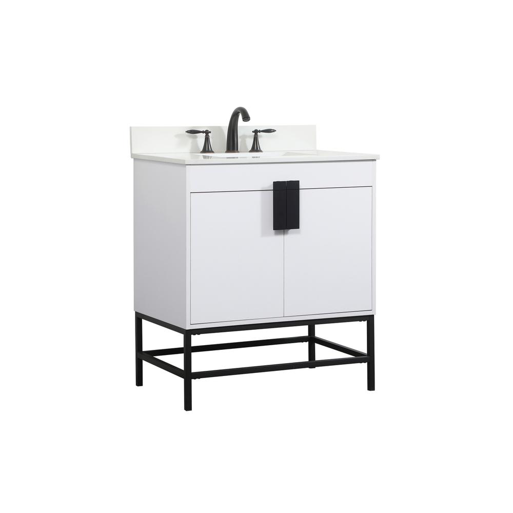 30 inch Single bathroom vanity in white with backsplash. Picture 7