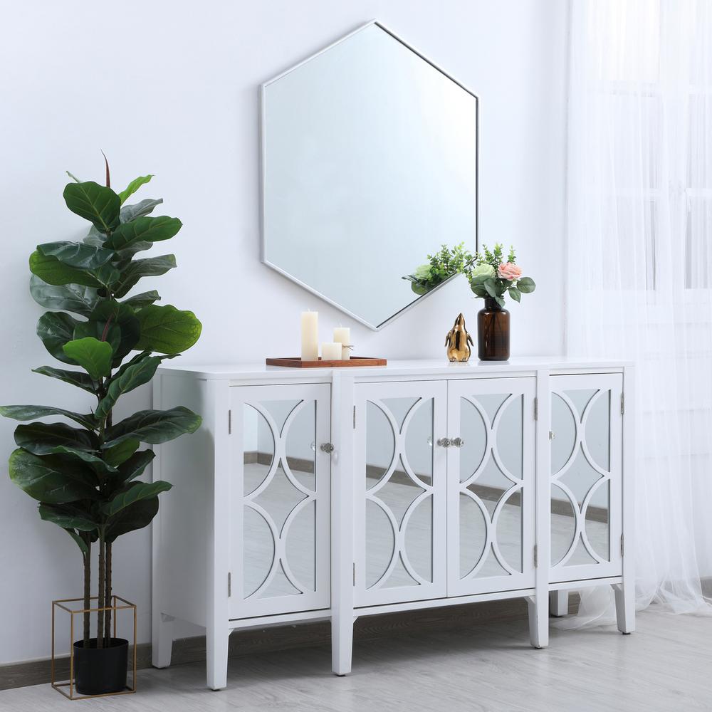 Metal frame hexagon mirror 38 inch in silver. Picture 3