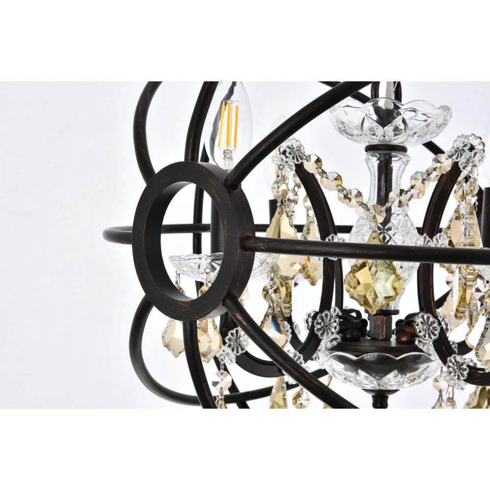 Geneva 4 light Dark Bronze Pendant Golden Teak (Smoky) Royal Cut crystal. Picture 5