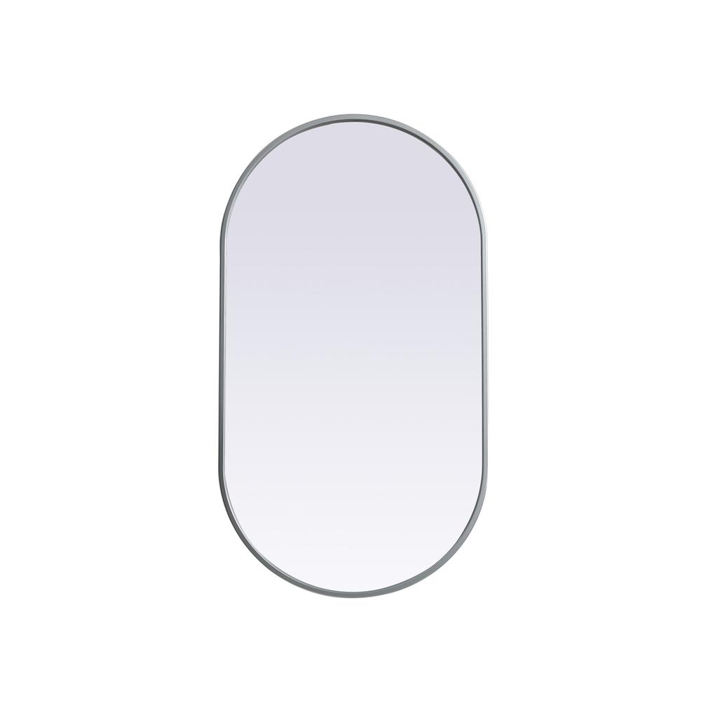 Metal Frame Oval Mirror 20x36 Inch in Silver. Picture 1