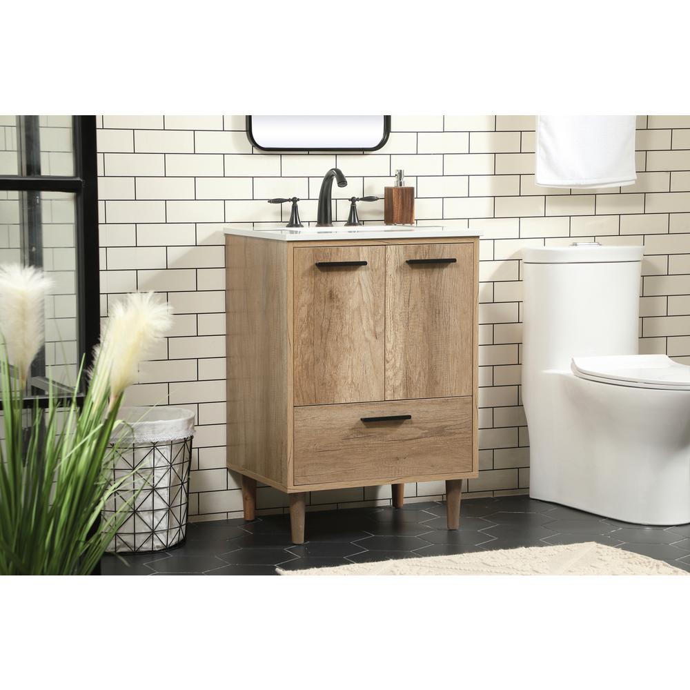 24 inch Single bathroom vanity in natural oak. Picture 2