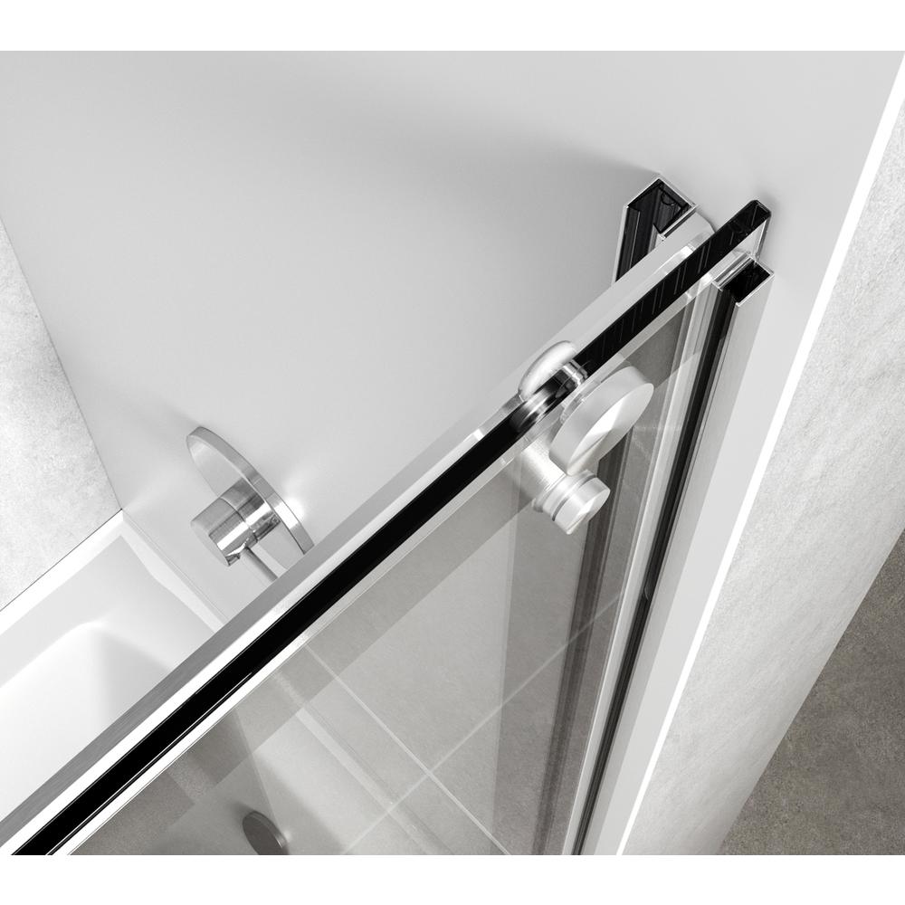 Frameless tub door 60 x 60 Brushed Nickel. Picture 5
