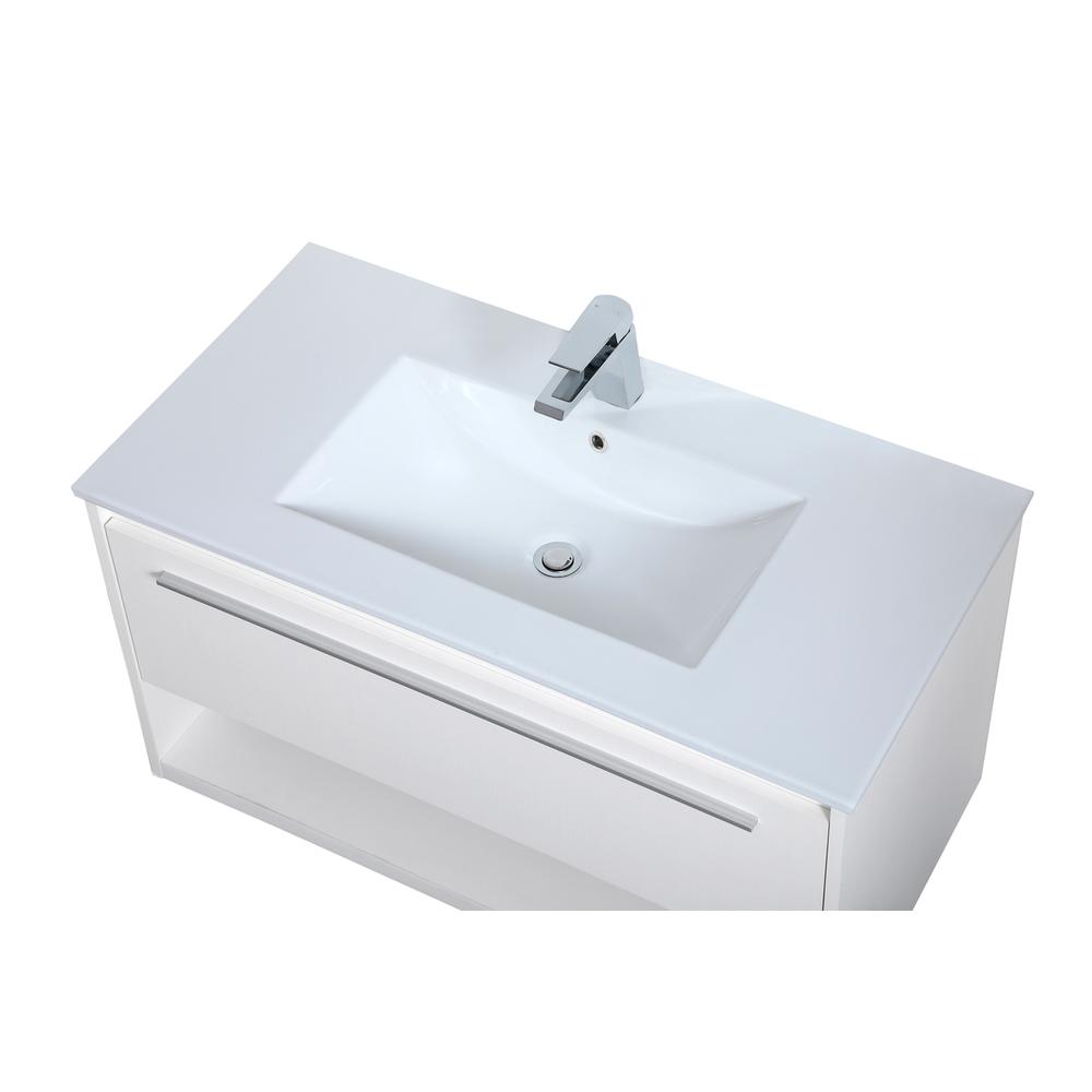 36 inch  Single Bathroom Floating Vanity in White. Picture 10
