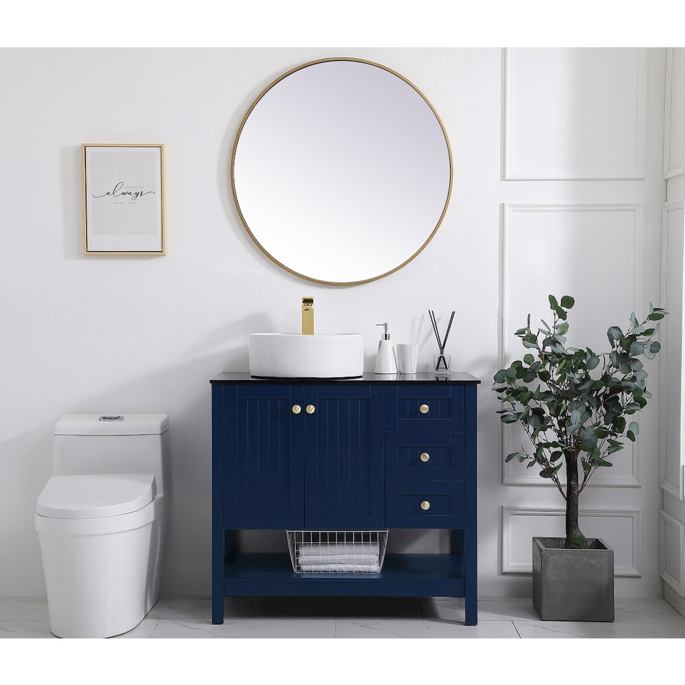 36 Inch Vessel Sink Bathroom Vanity In Blue. Picture 5