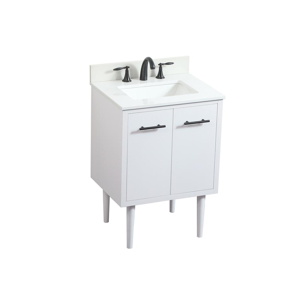 24 inch Single bathroom vanity in white with backsplash. Picture 11