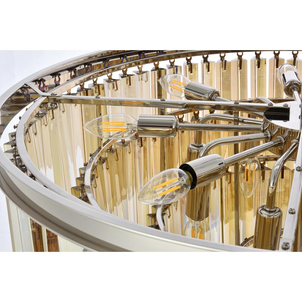 Sydney 17 light polished nickel Chandelier Golden Teak (Smoky) Royal Cut Crystal. Picture 4
