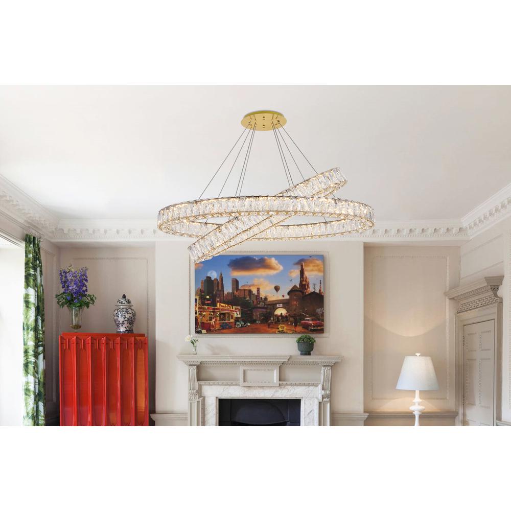 Monroe Integrated LED light Gold Chandelier Clear Royal Cut Crystal. Picture 7