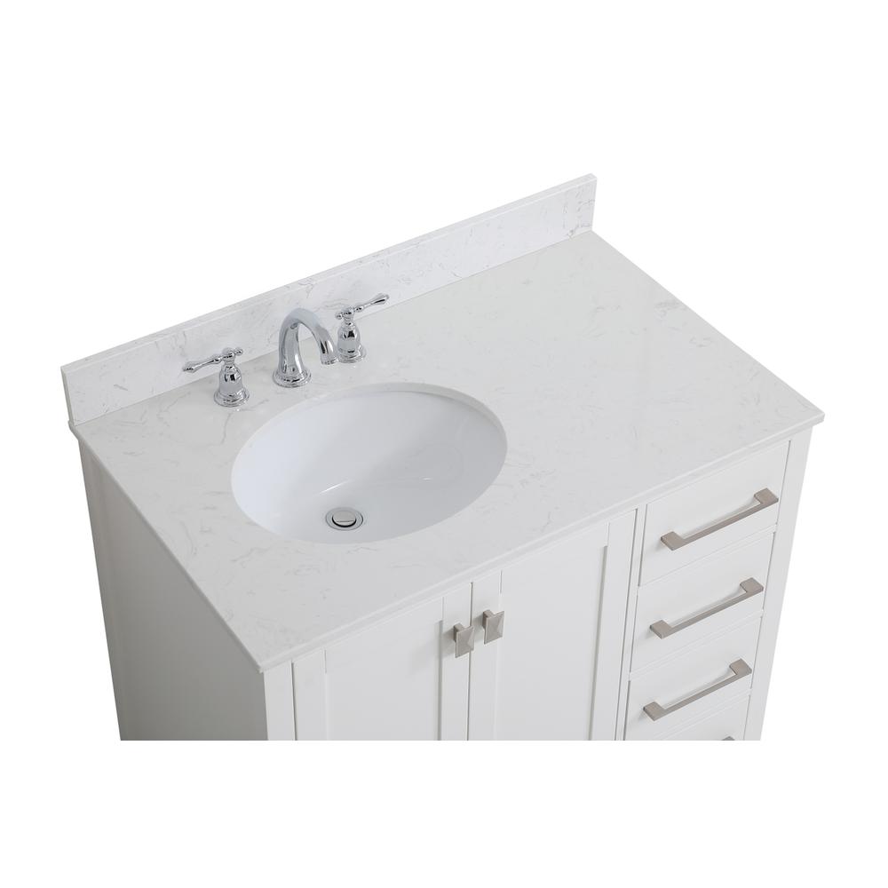 36 inch Single Bathroom Vanity in White with Backsplash. Picture 10