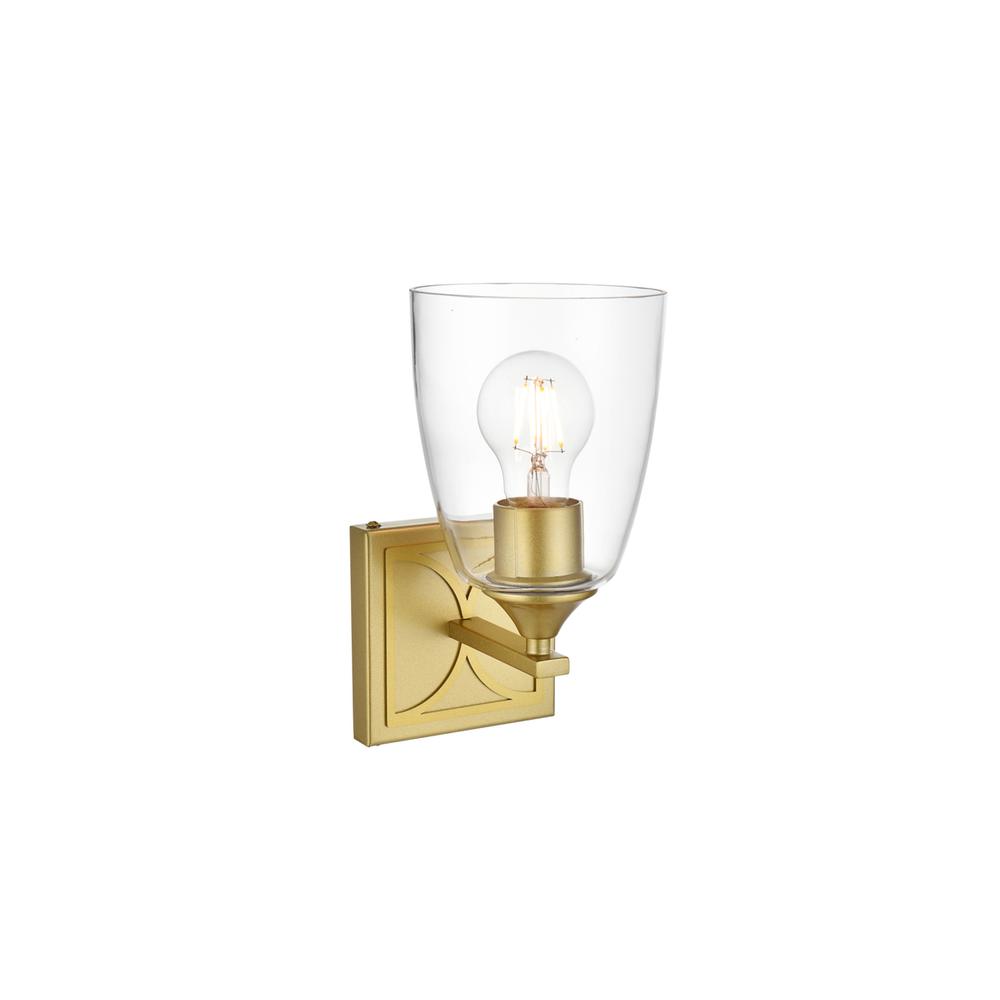 Harris 1 light Brass and Clear Bath Sconce. Picture 3