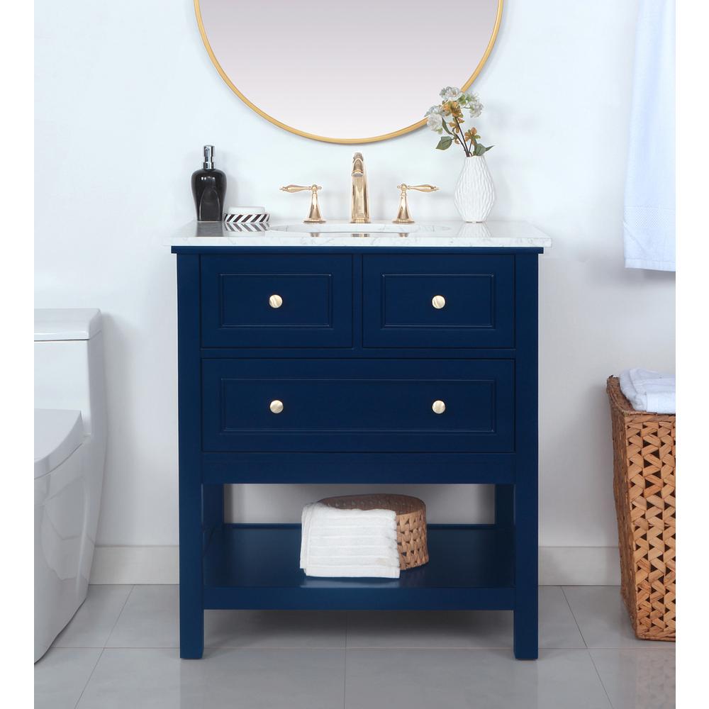 30 inch Single bathroom vanity in Blue. Picture 2