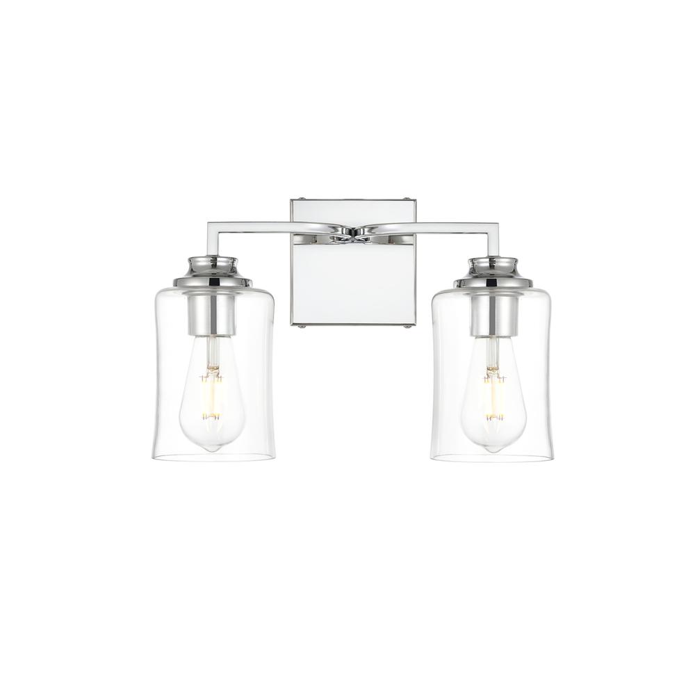 Ronnie 2 light Chrome and Clear Bath Sconce. Picture 1