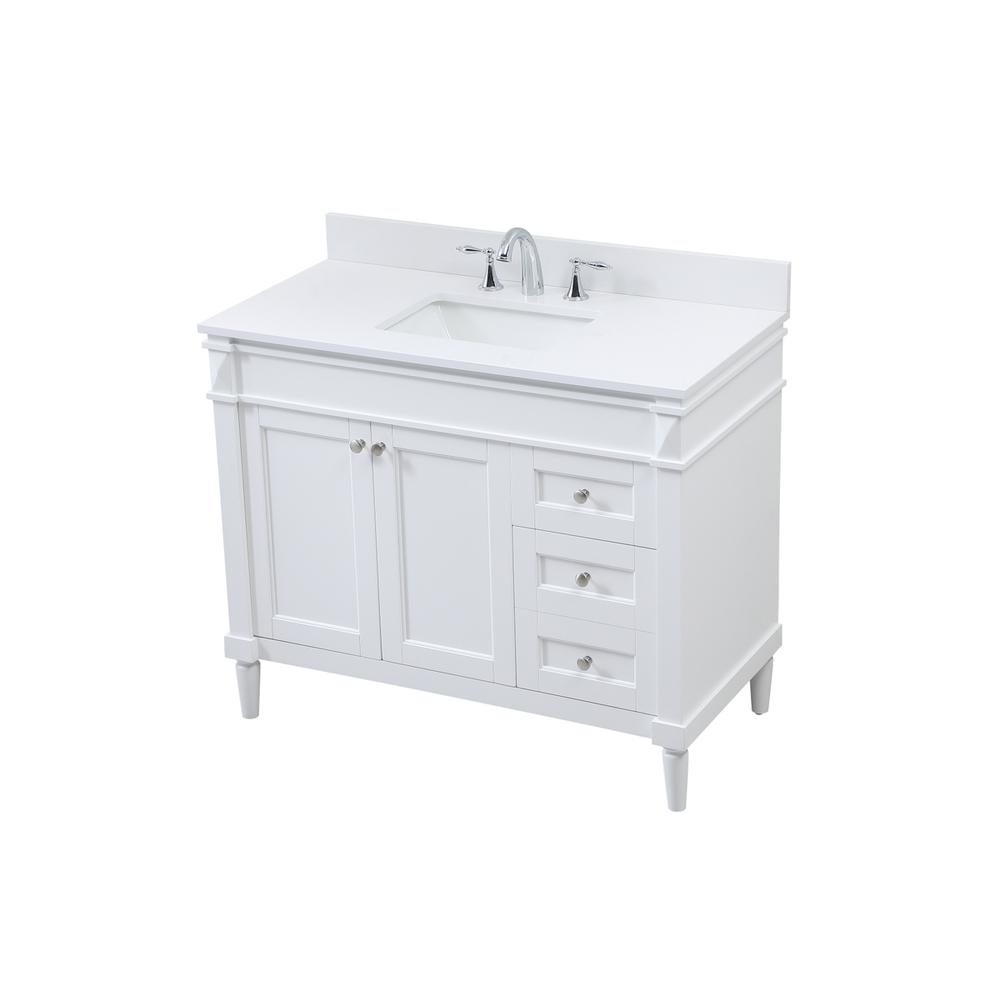 42 inch Single bathroom vanity in white with backsplash. Picture 8