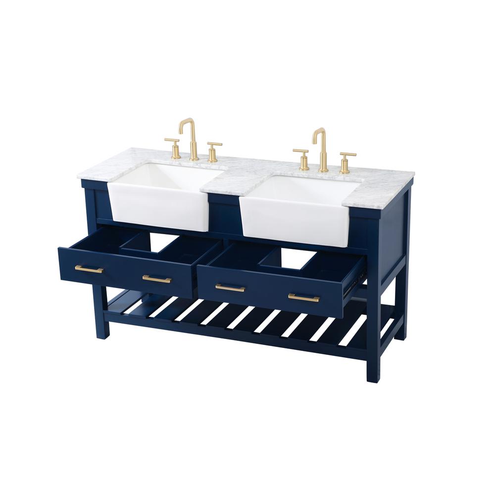60 inch double bathroom vanity in blue. Picture 8