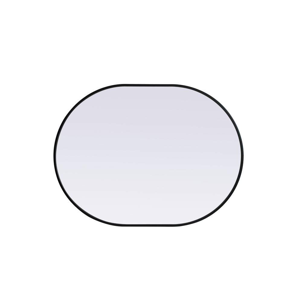 Metal Frame Oval Mirror 30x40 Inch in Black. Picture 8
