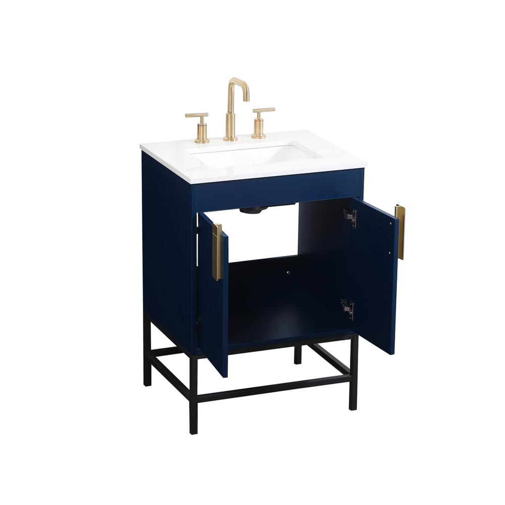 24 inch Single bathroom vanity in blue. Picture 9