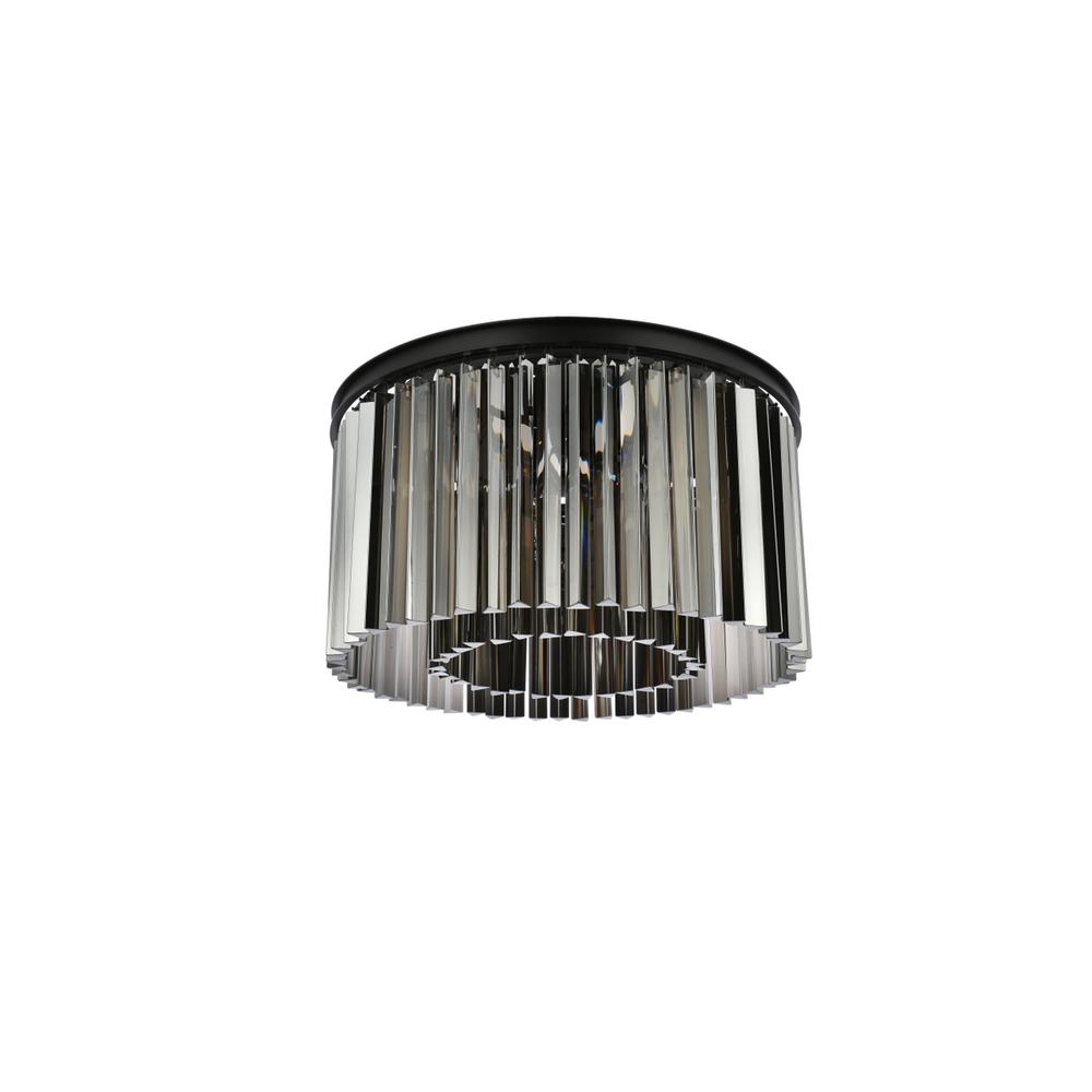 Sydney 8 light Matte Black Flush Mount Silver Shade (Grey) Royal Cut Crystal. Picture 6