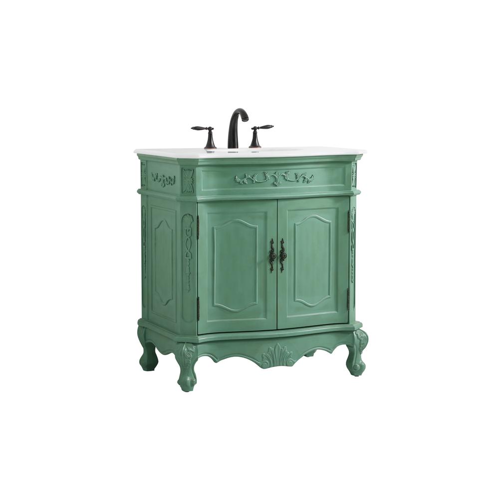 32 inch Single Bathroom vanity in vintage mint. Picture 7