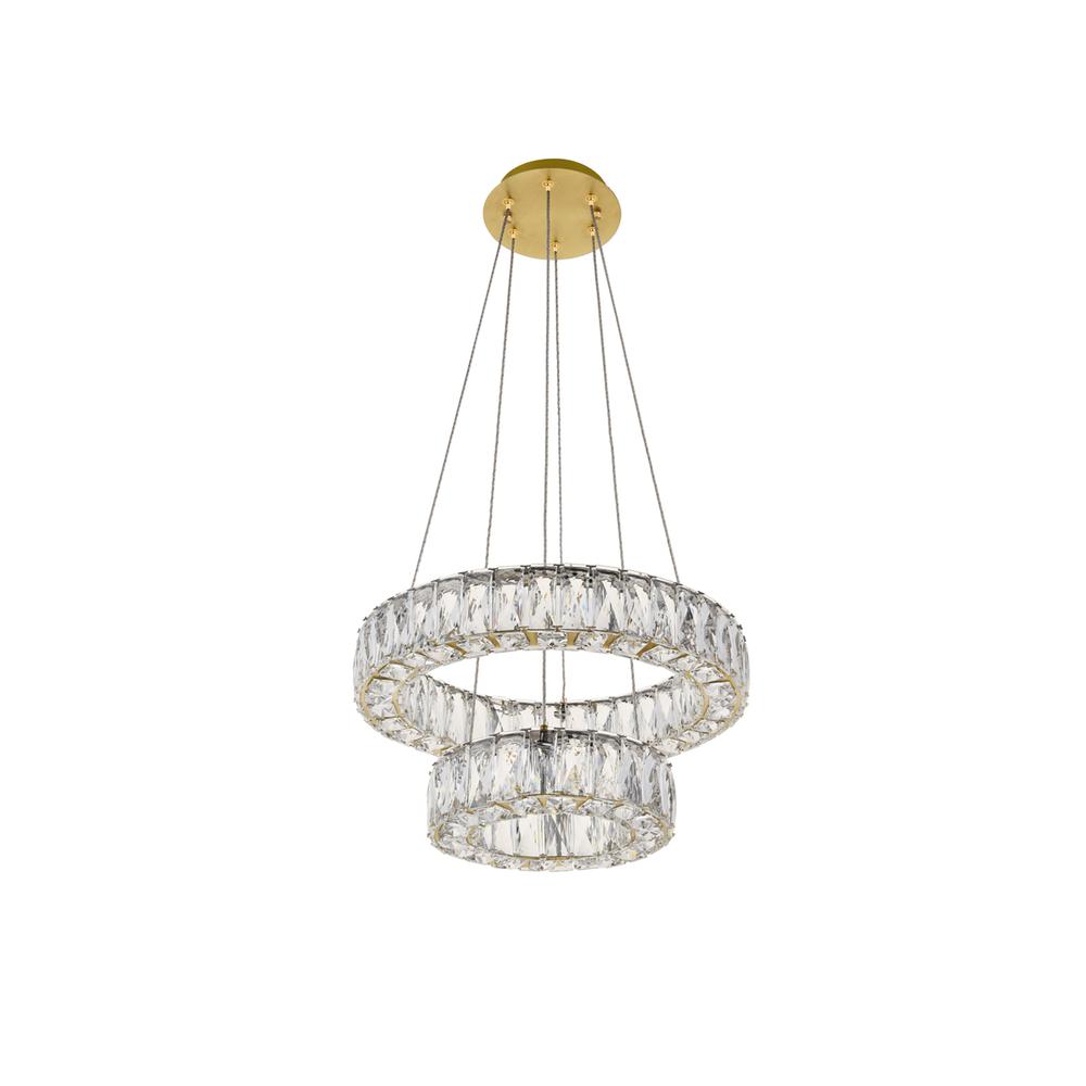 Monroe Integrated LED chip light gold Pendant Clear Royal Cut Crystal. Picture 6