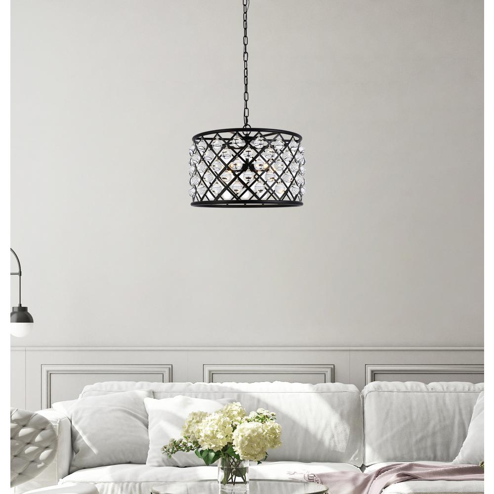Madison 6 light Matte Black Pendant Clear Royal Cut Crystal. Picture 7