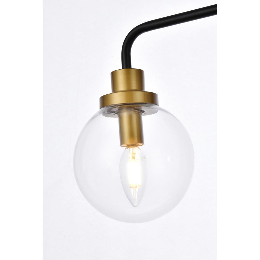 Hanson 4 lights bath sconce in black with brass with clear shade. Picture 3