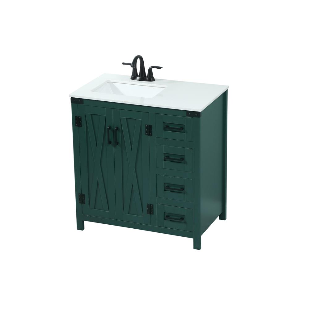 32 inch Single bathroom vanity in green. Picture 8