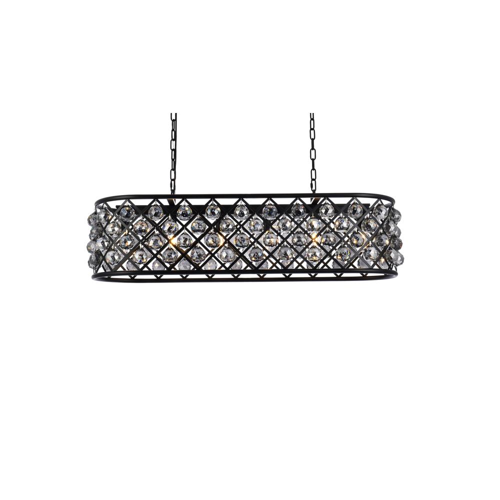 Madison 6 light Matte Black Chandelier Silver Shade (Grey) Royal Cut Crystal. Picture 2
