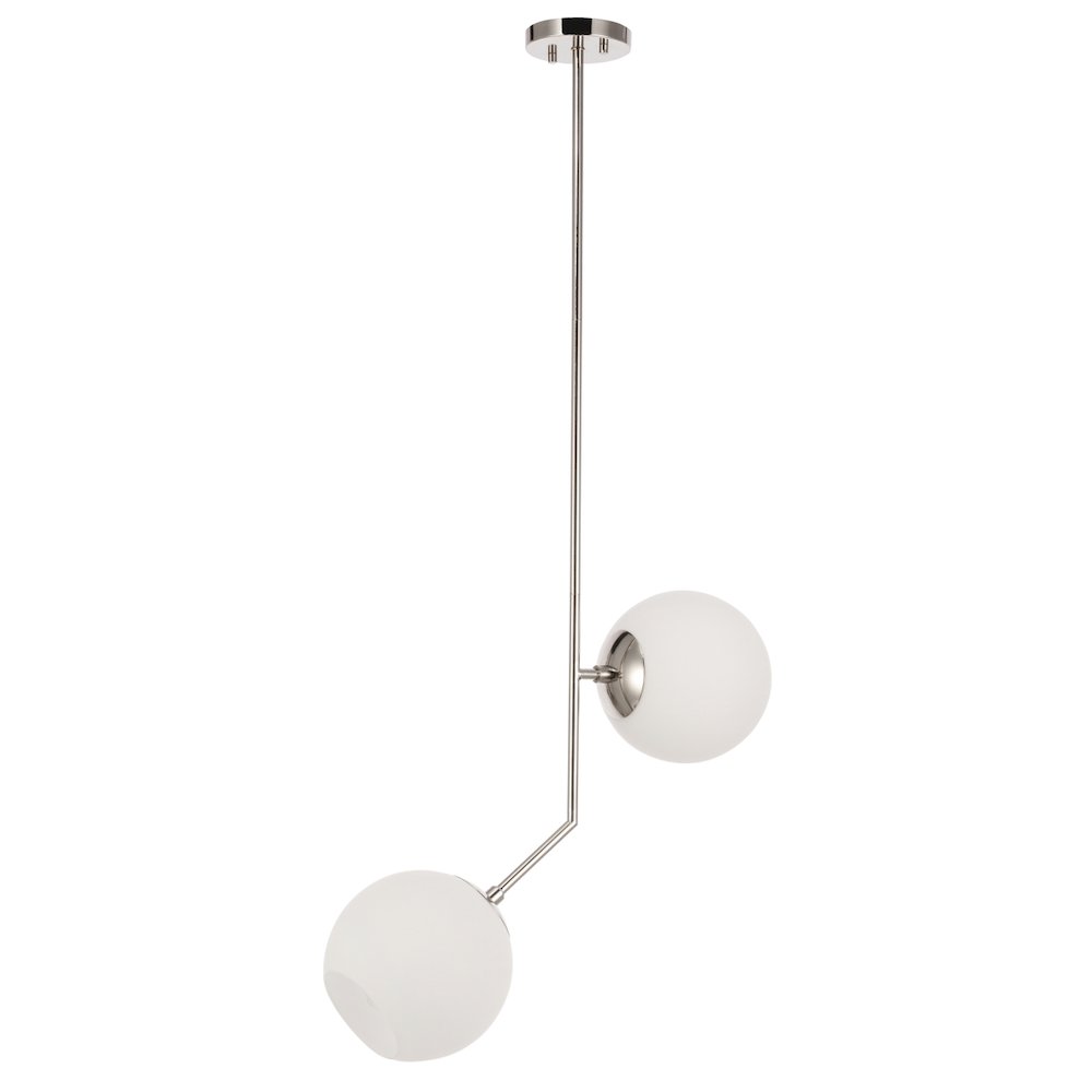 Ryland 2 Light Chrome And Frosted White Glass Pendant. Picture 4