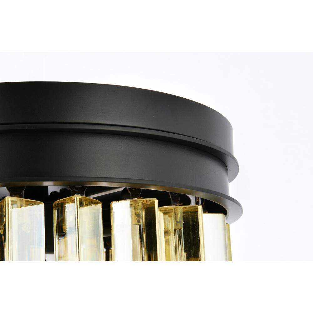 Sydney 3 light Matte Black Flush Mount Golden Teak (Smoky) Royal Cut Crystal. Picture 4