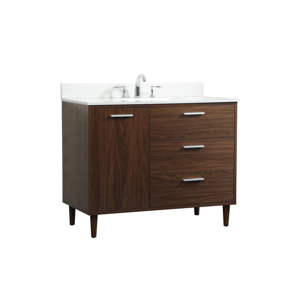 42 inch bathroom vanity in Walnut with backsplash. Picture 7
