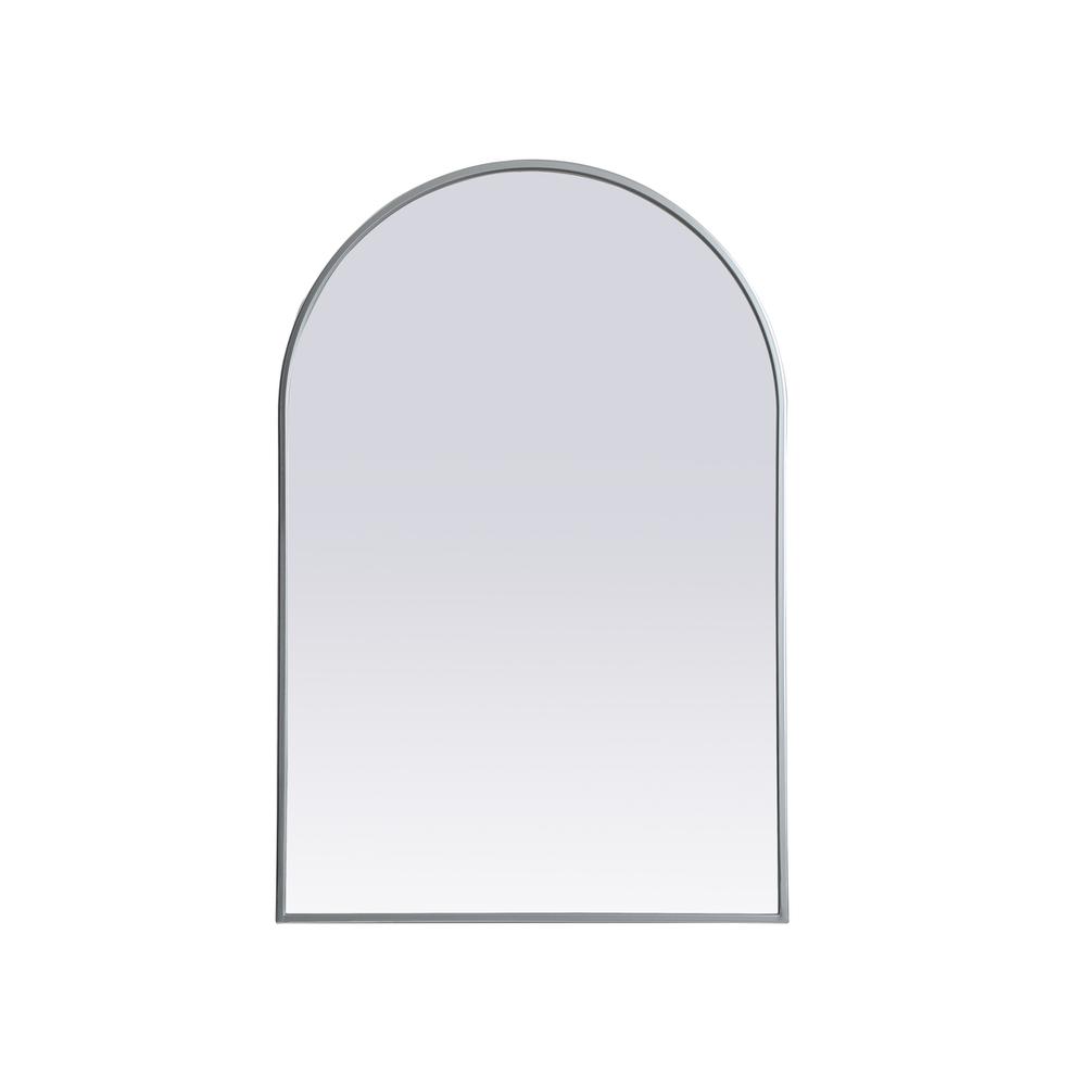 Metal Frame Arch Mirror 24x36 Inch in Silver. Picture 1