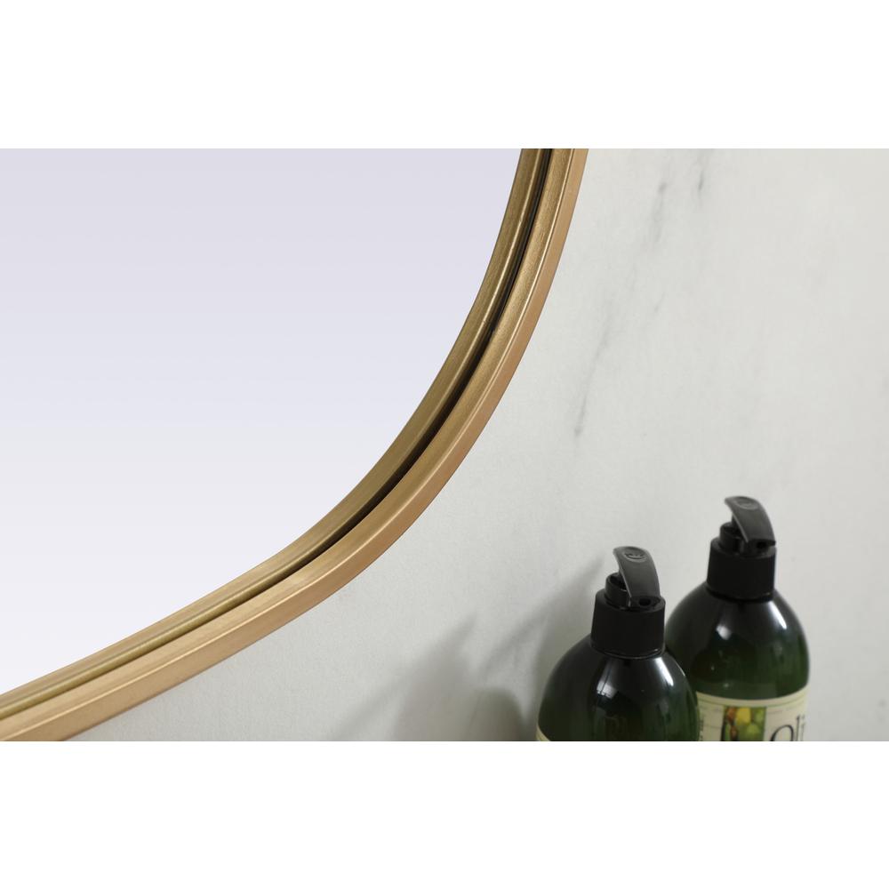 Metal Frame Oval Mirror 24x36 Inch in Brass. Picture 6