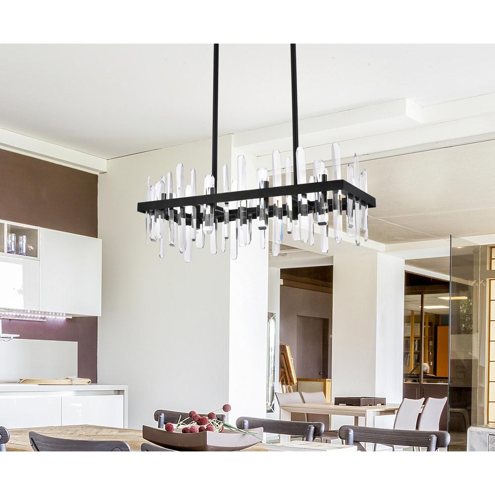 Serena 30 inch crystal rectangle chandelier in black. Picture 8