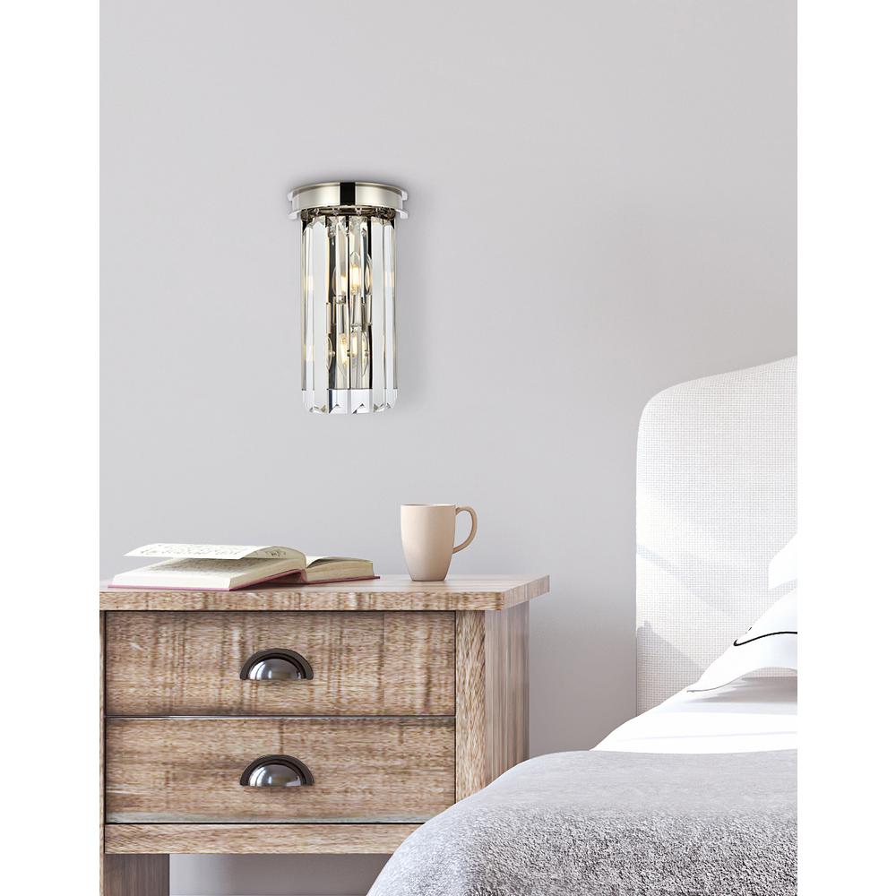 Sydney 2 light polished nickel Wall Sconce Clear Royal Cut Crystal. Picture 7