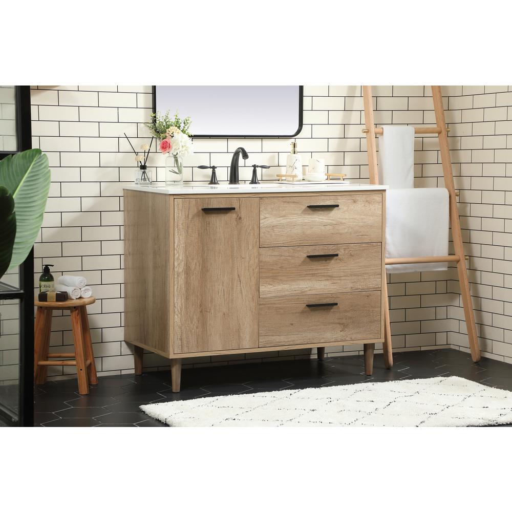 42 inch Single bathroom vanity in natural oak. Picture 2