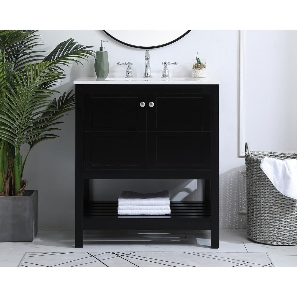 30 inch Single Bathroom Vanity in Black. Picture 14