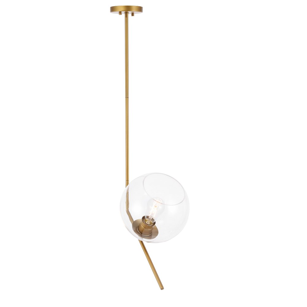 Ryland 1 Light Brassand Clear Glass Pendant. Picture 7