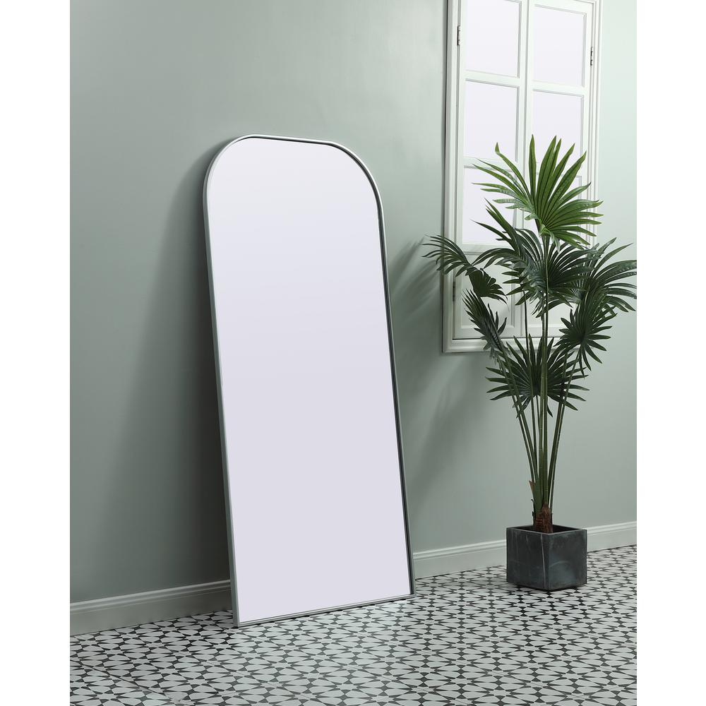 Metal Frame Arch Full Length Mirror 32x66 Inch in Silver. Picture 2