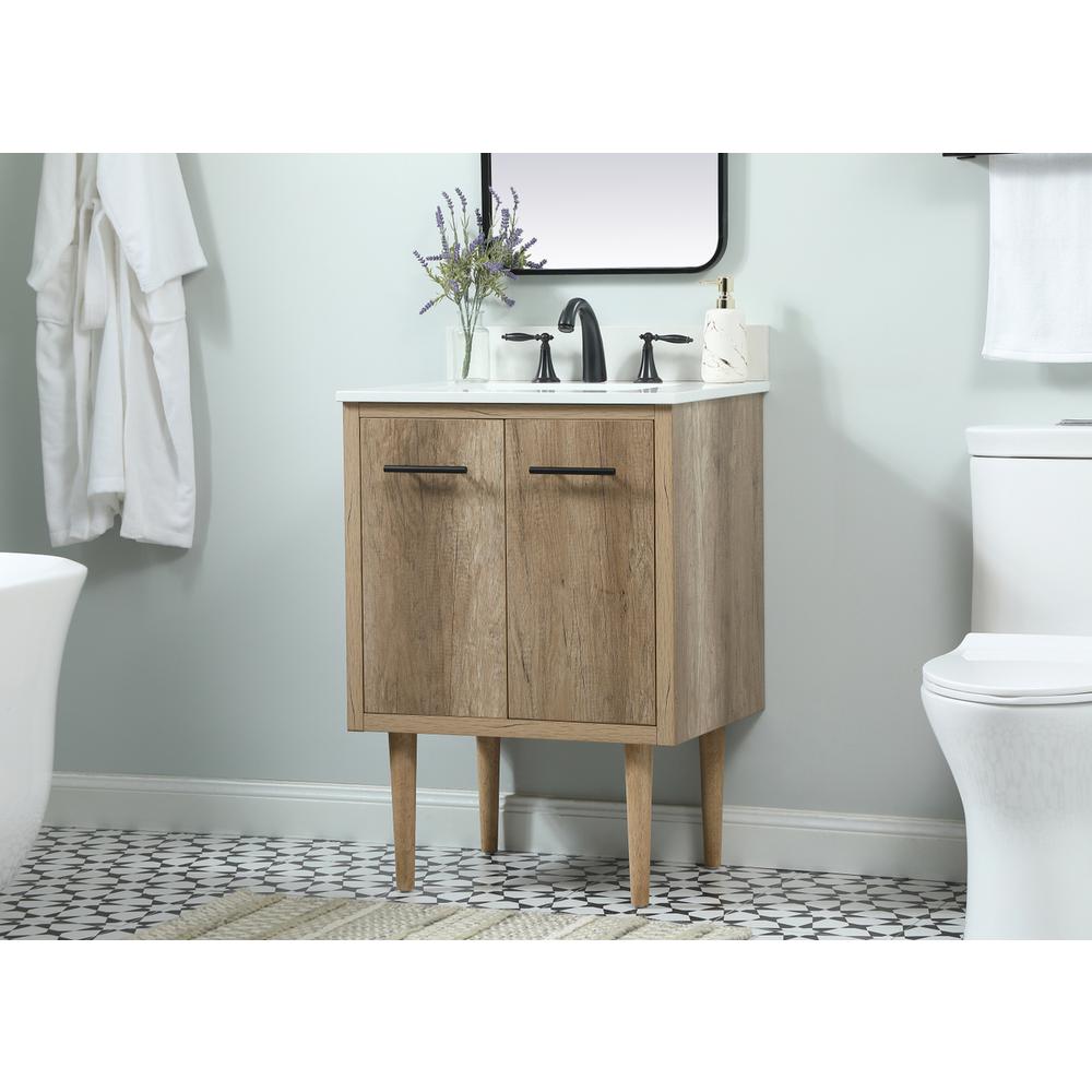 24 inch Single bathroom vanity in natural oak with backsplash. Picture 2