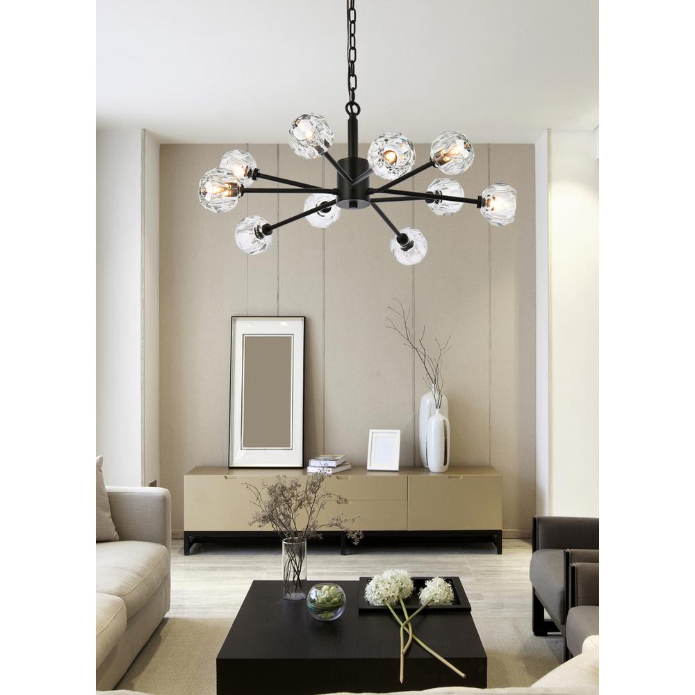 Graham 10 Light Pendant in Black. Picture 7