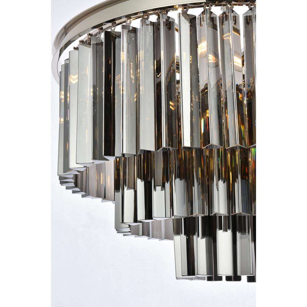 Sydney 9 light polished nickel Chandelier Silver Shade (Grey) Royal Cut Crystal. Picture 3
