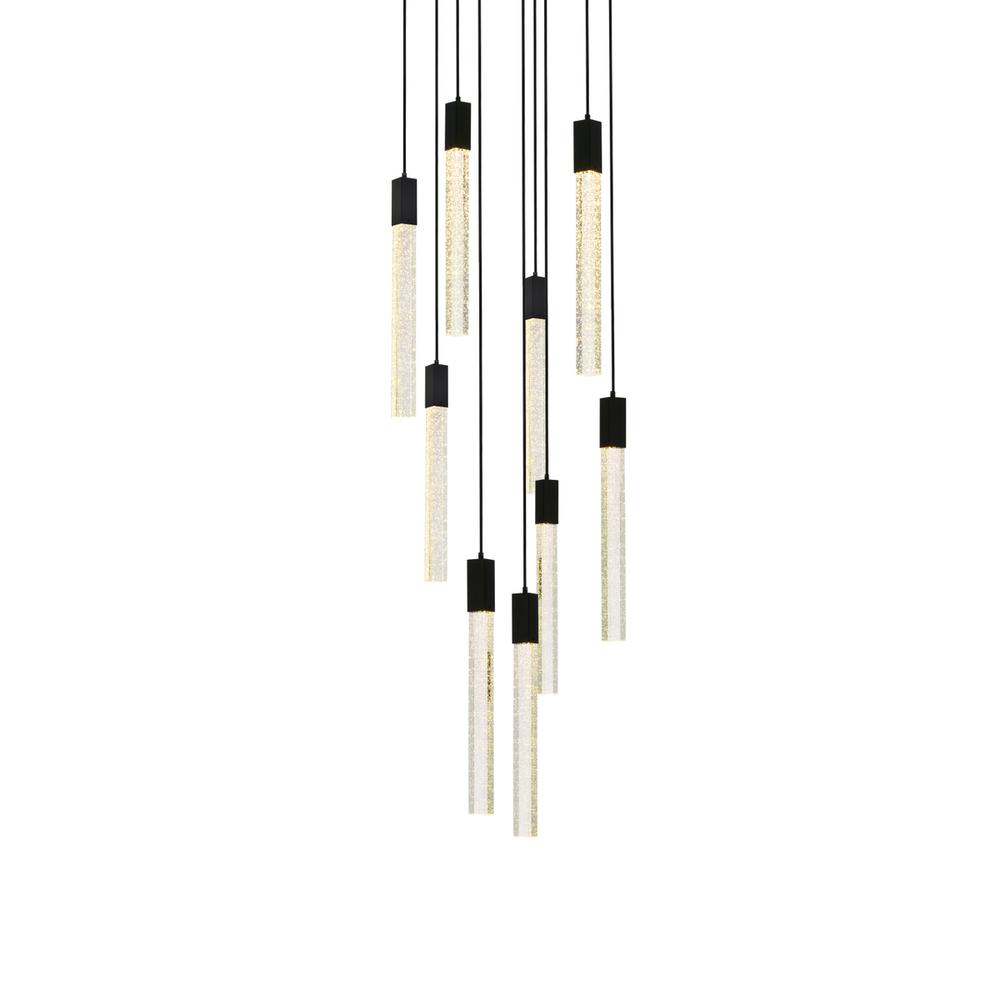 Weston 9 lights pendant in black. Picture 2