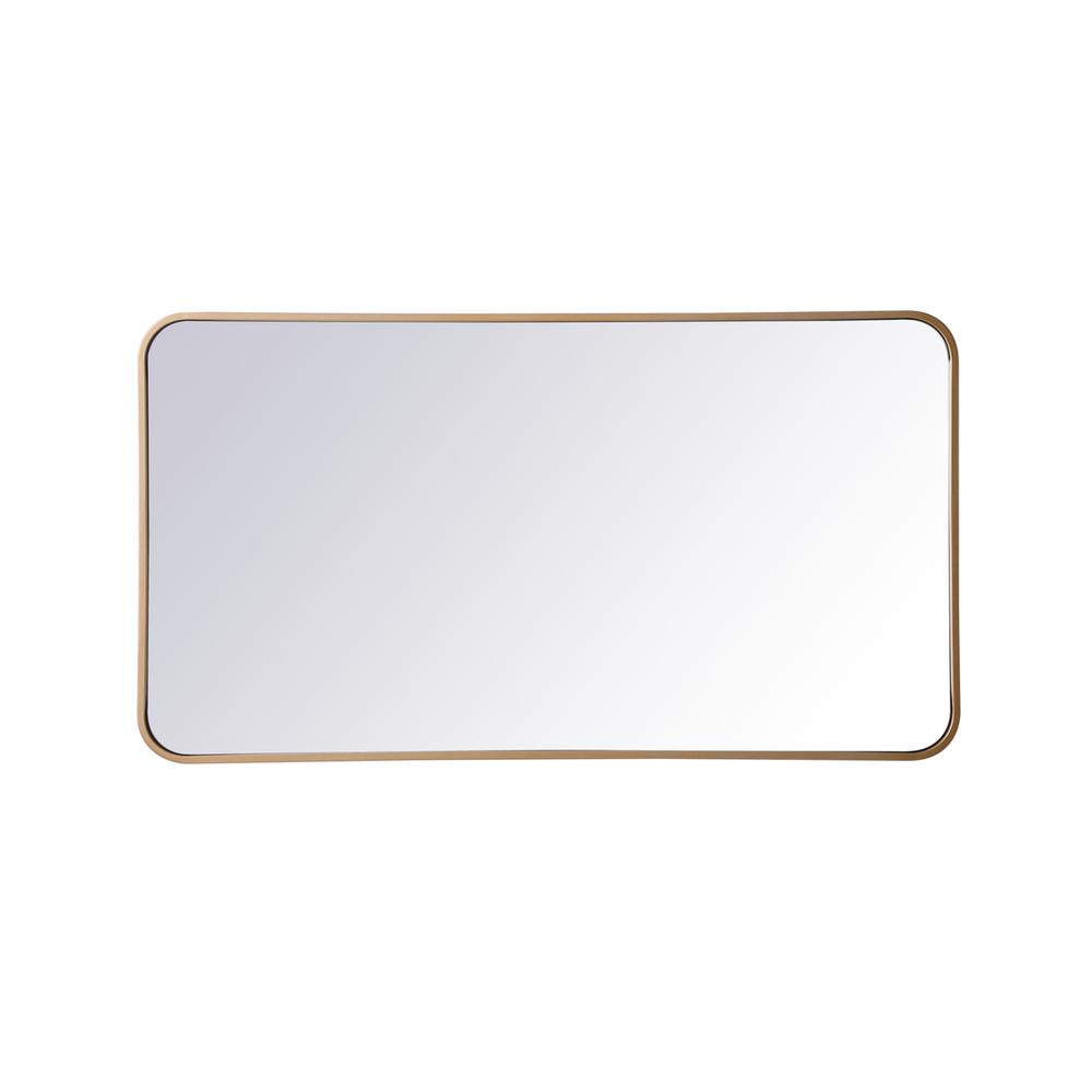 Soft corner metal rectangular mirror 22x40 inch in Brass. Picture 1
