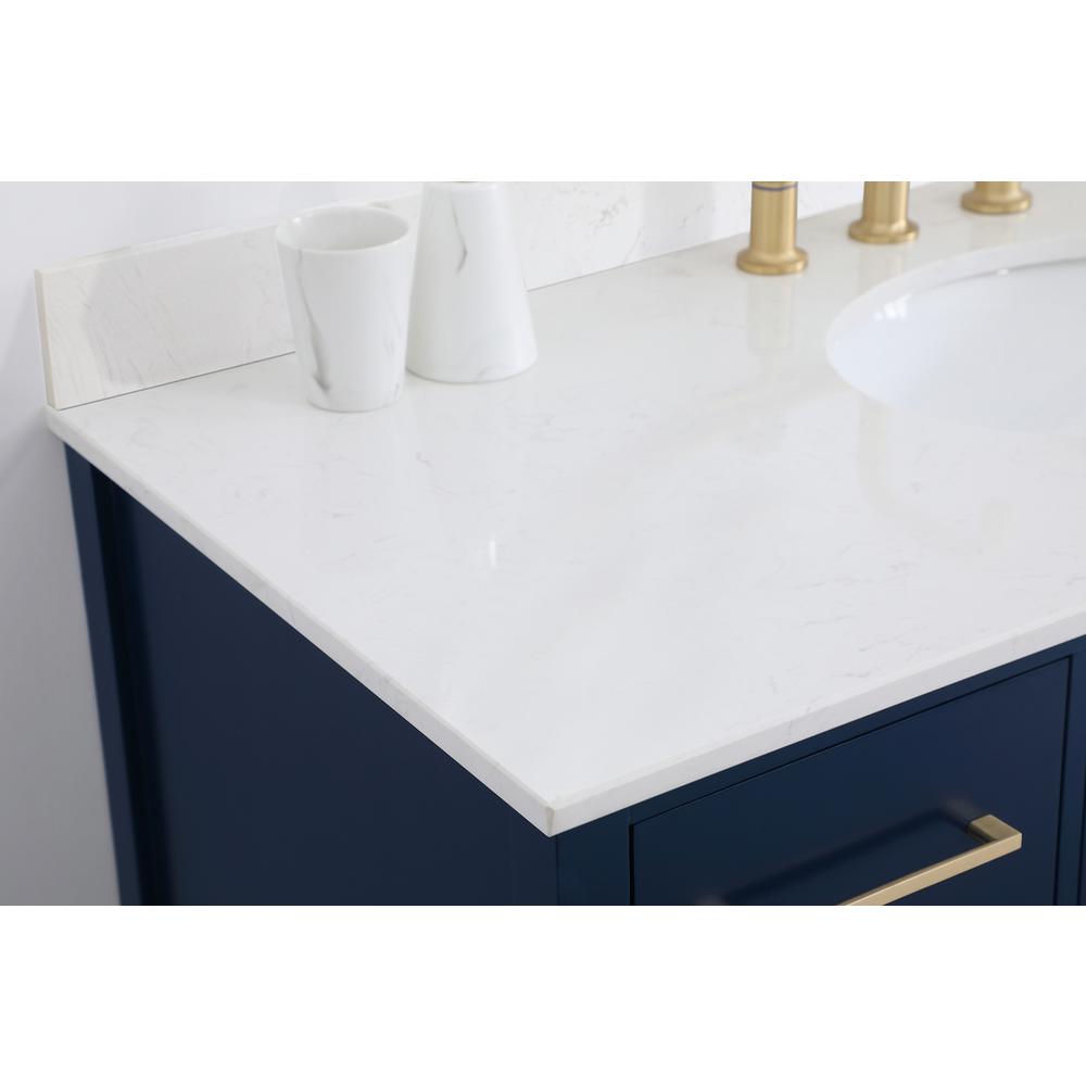 48 inch Single Bathroom Vanity in Blue with Backsplash. Picture 5