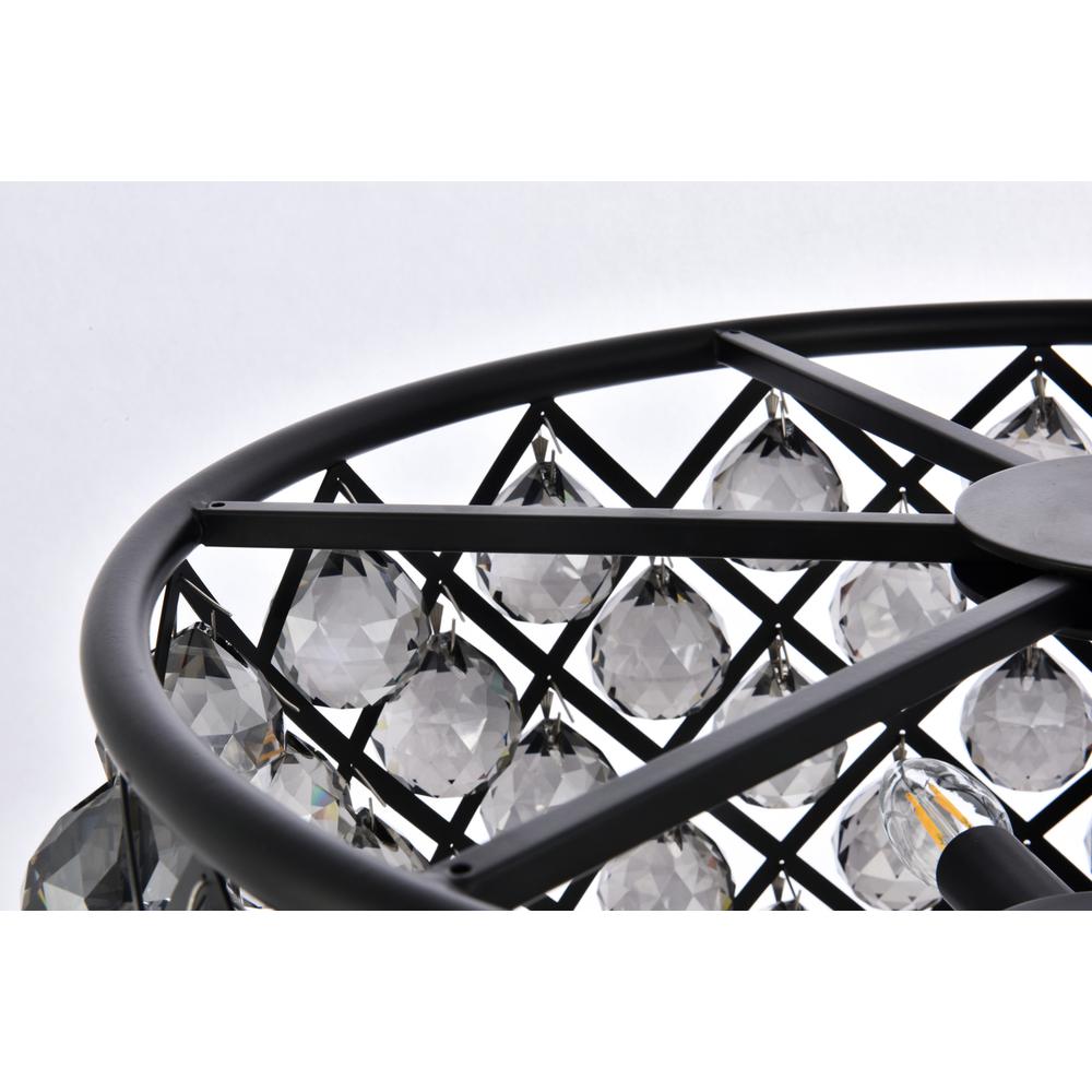 Madison 6 light Matte Black Pendant Silver Shade (Grey) Royal Cut Crystal. Picture 5