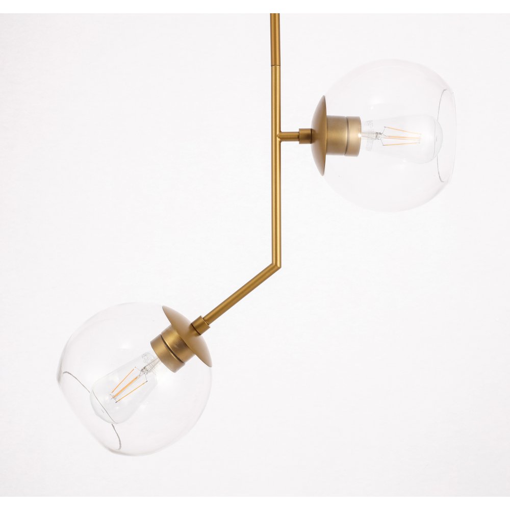 Ryland 2 Light Brass And Clear Glass Pendant. Picture 10