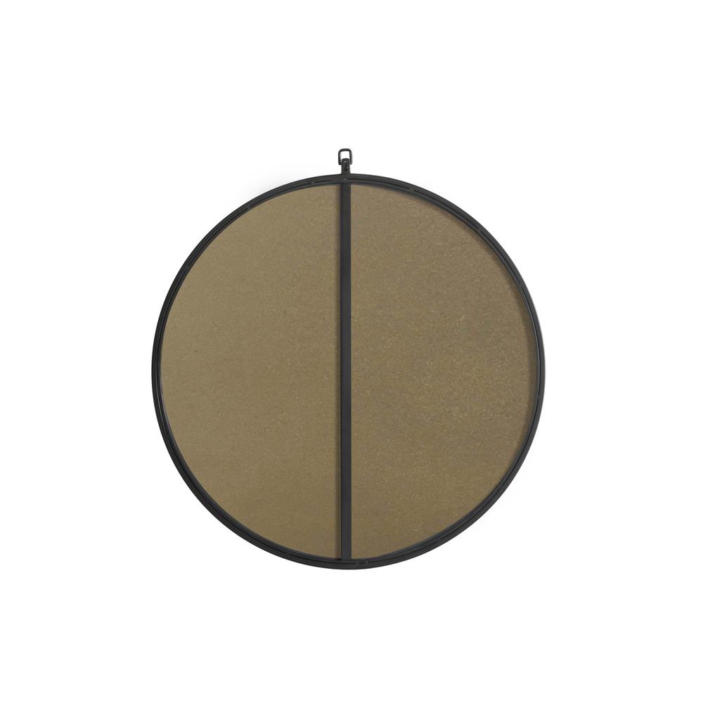 Metal frame Round Mirror with decorative hook 28 inch Black finish. Picture 9