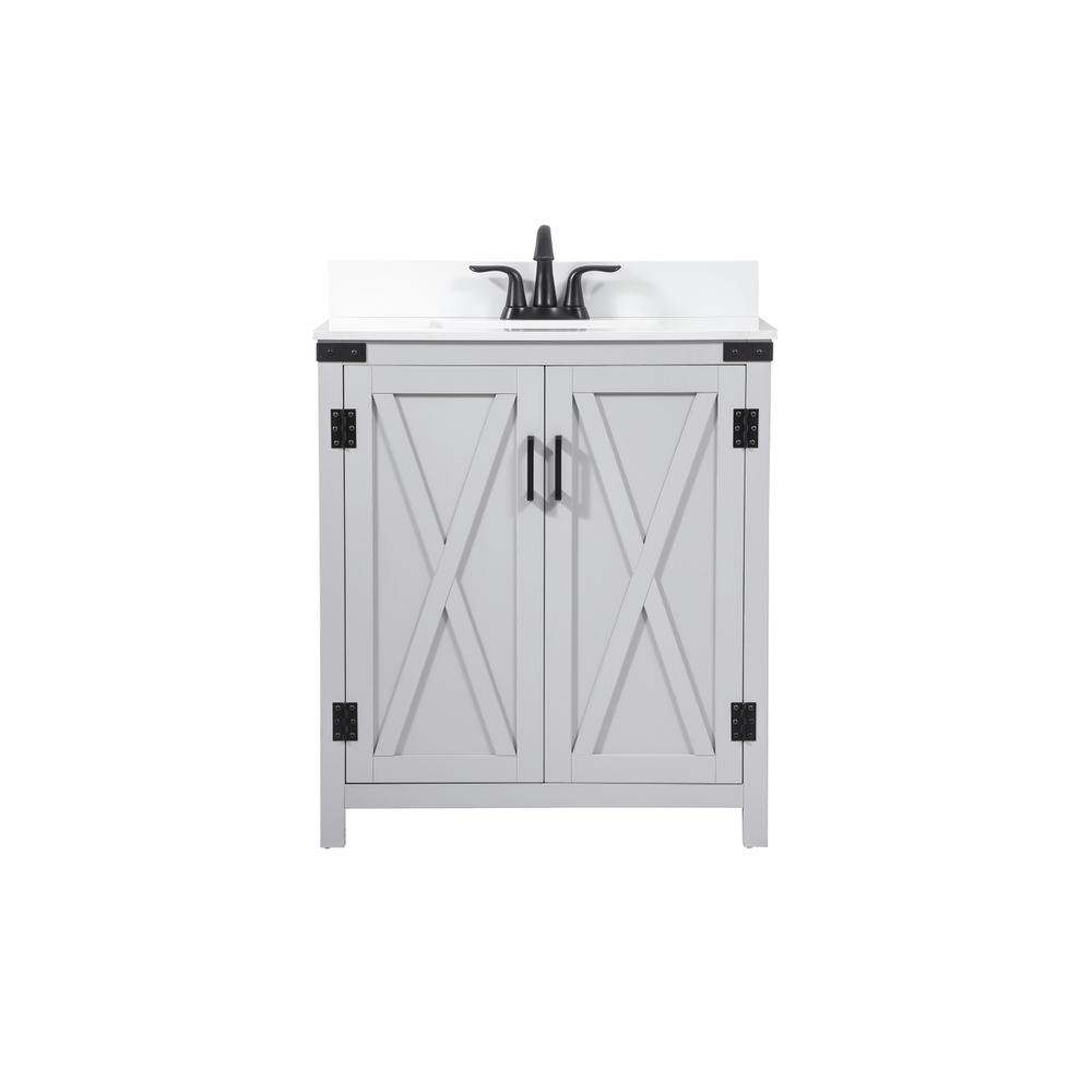 30 inch Single bathroom vanity in grey with backsplash. Picture 1